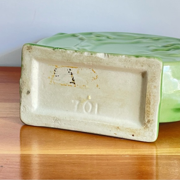 Green Art Deco Style Vase Rare Alamo Pottery MCM Greek God Pan & Grapevine - Picture 3 of 11